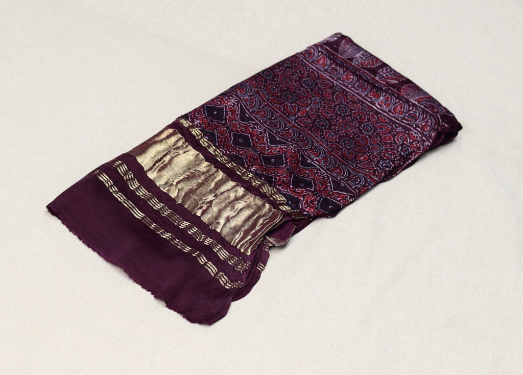 Royal Wine Modal Silk Churidar Material Set