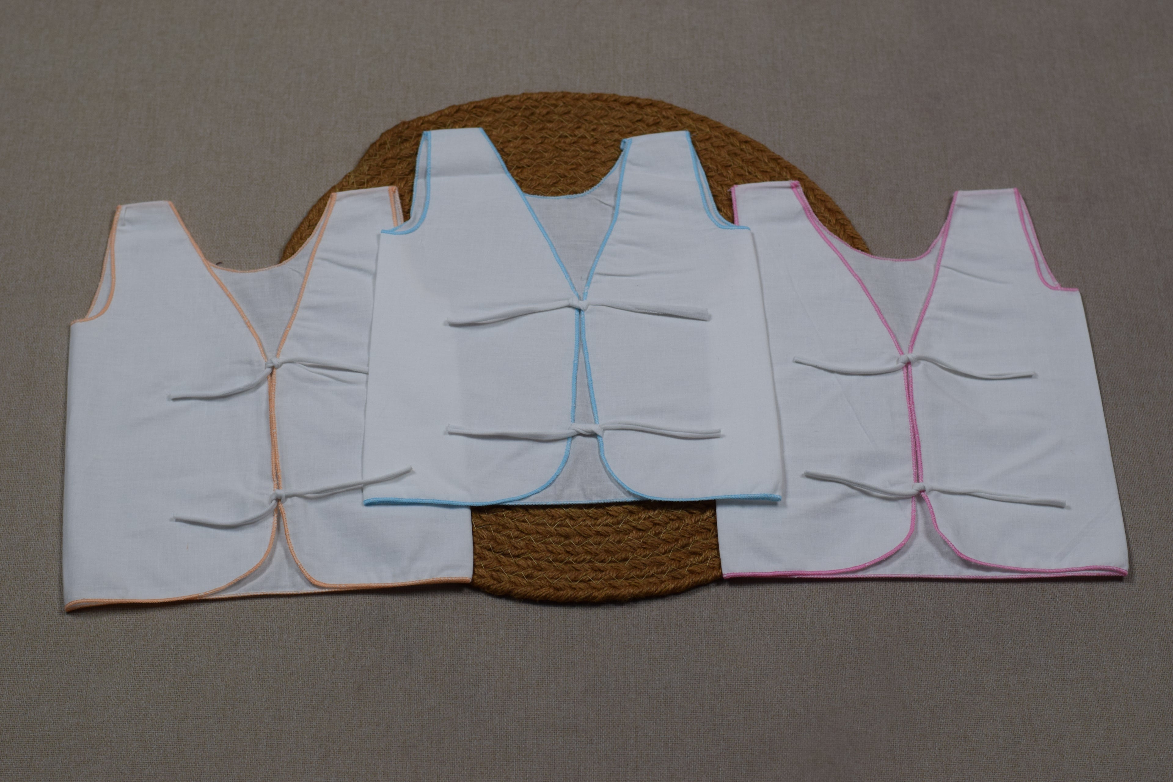 Kids Cotton Inner Vest (Kutti Uduppu) – Sleeveless Tie-Up Undershirt (Pack of 3)