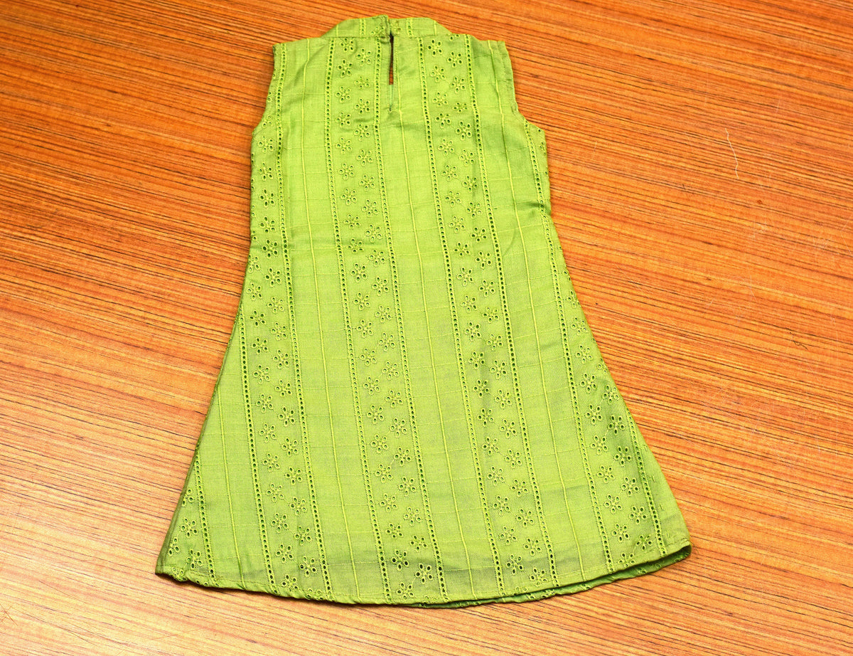 Girls Green Cotton Hakoba Frock with Halter Neck Pattern – Nushio by Pulpel