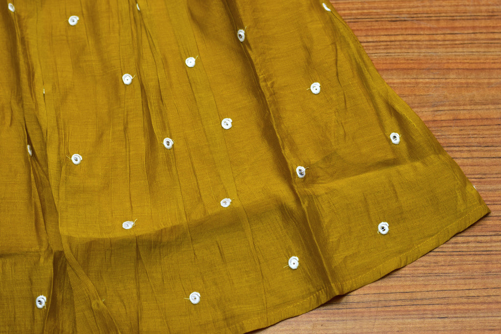 Girls Mustard Yellow Halter Neck Frock with Matching Sleeve Material – Nushio by Pulpel