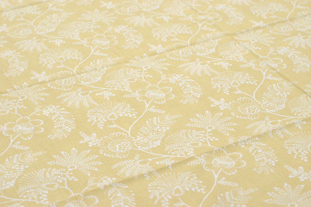 Yellow Floral Printed Queen Size Bedsheet with 2 Pillow Covers – Elegant Bedding Set