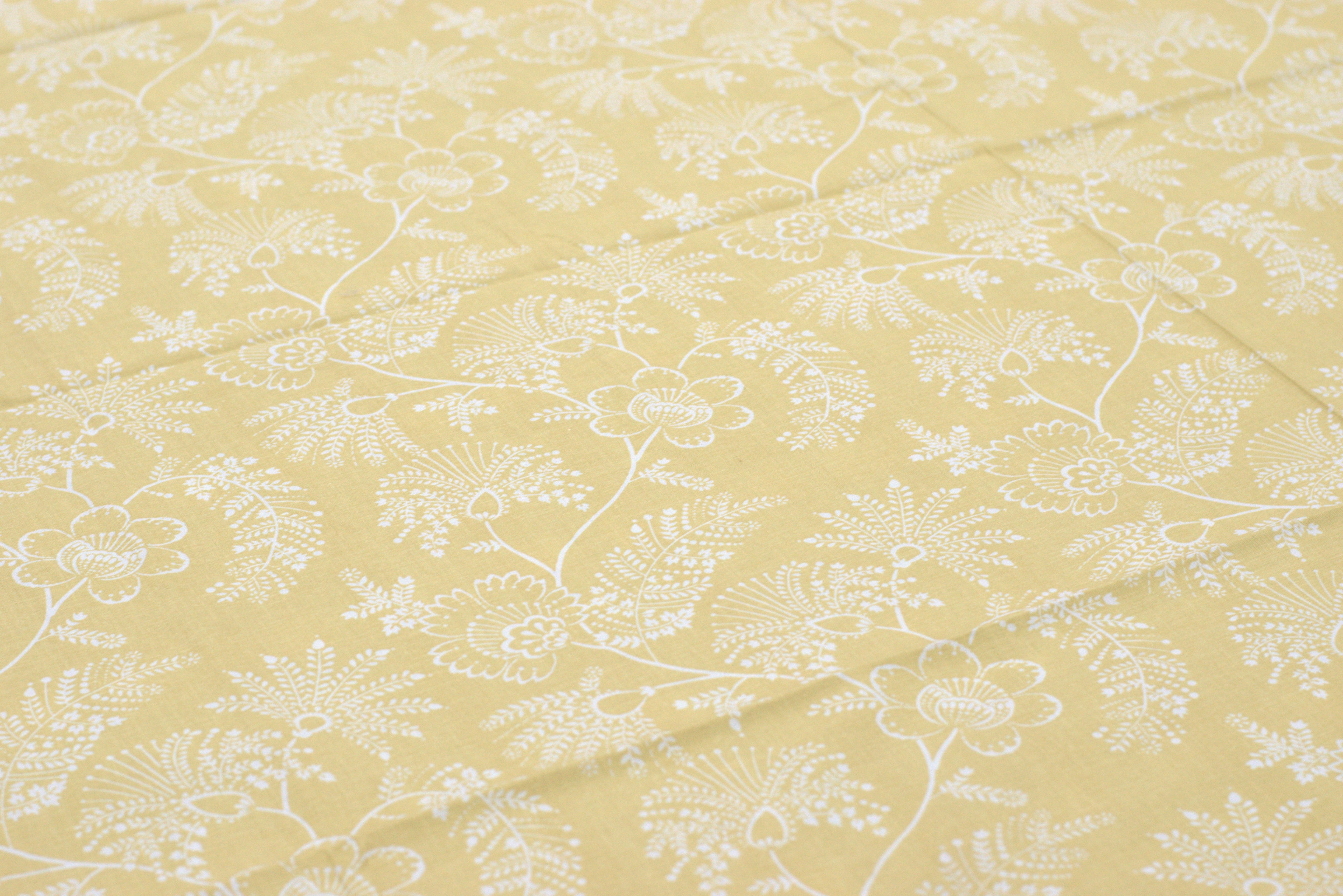 Yellow Floral Printed Queen Size Bedsheet with 2 Pillow Covers – Elegant Bedding Set