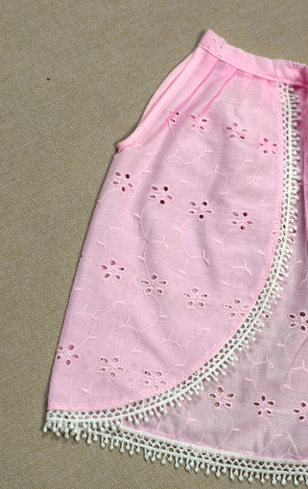 Set of 3 Baby Pink Kutti Uduppu | Soft Cotton Eyelet Embroidered Newborn Dress Set