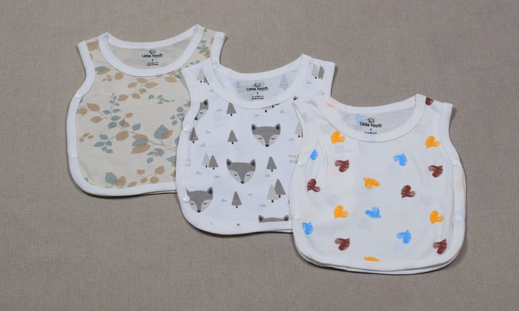 Little Touch Baby Kutti Uduppu Set of 3 | Soft Cotton Newborn Sleeveless Jabla | Assorted Prints