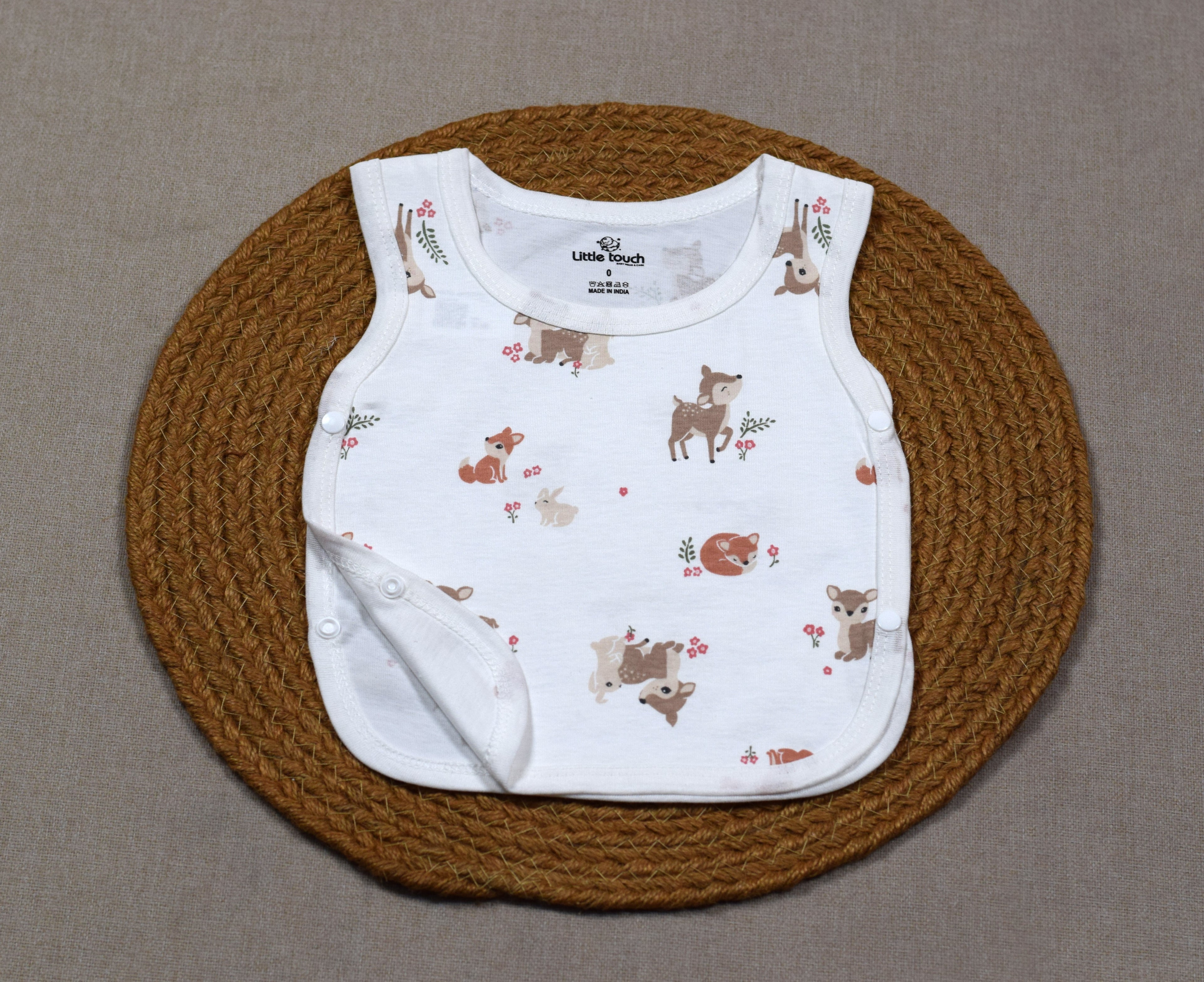 Baby Kutti Uduppu Cotton Vest Set – Pack of 5 | Soft Sleeveless Newborn Innerwear | Assorted Prints