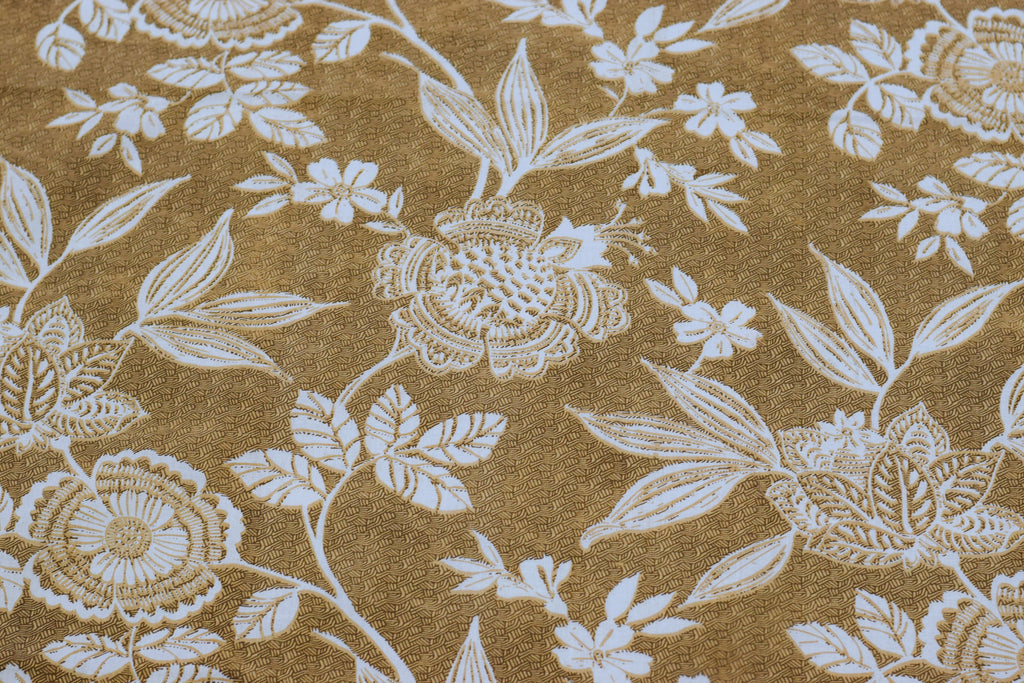 Elegant Floral Queen Size Bedsheet with Pillow Covers – Soft Cotton Blend | Brown & White