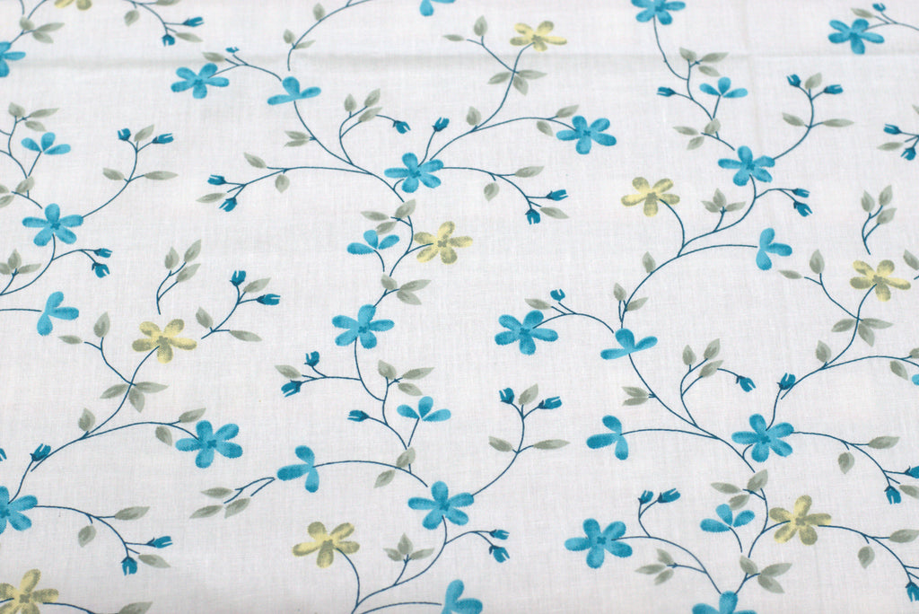 Blue Floral Queen Size Cotton Bedsheet with Pillow Covers