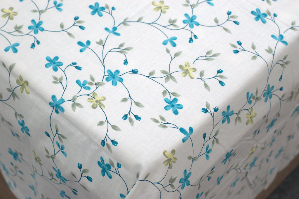 Blue Floral Queen Size Cotton Bedsheet with Pillow Covers