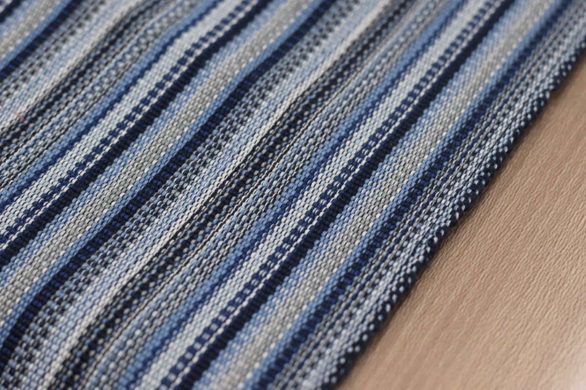 Blue & White Striped Table Runner – 118 × 33 cm