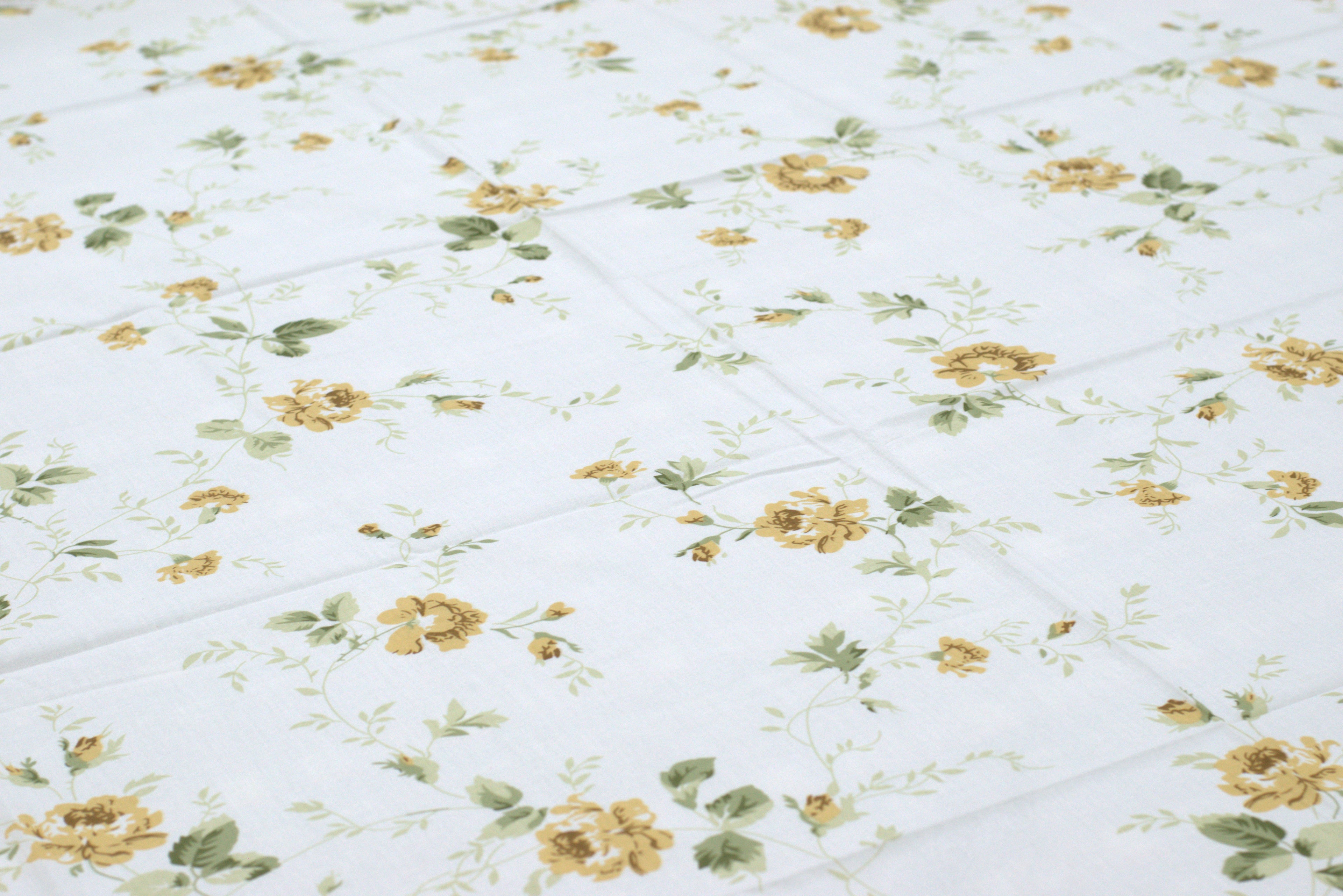 Yellow Floral Queen Size Bedsheet with Pillow Covers