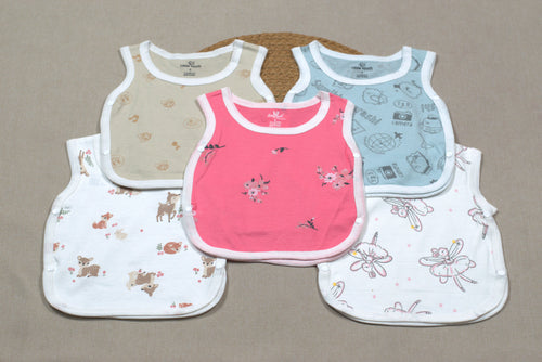 Baby Kutti Uduppu Cotton Vest Set – Pack of 5 | Soft Sleeveless Newborn Innerwear | Assorted Prints
