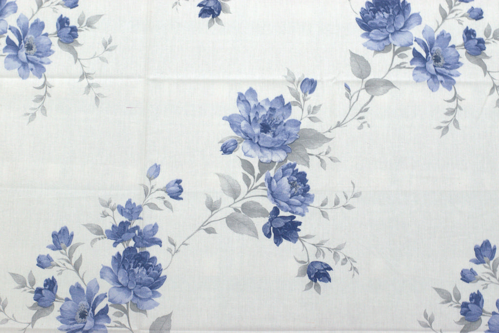 Blue Floral Print Queen Size Bedsheet with Pillow Covers - View 2 - Floral - Nushio