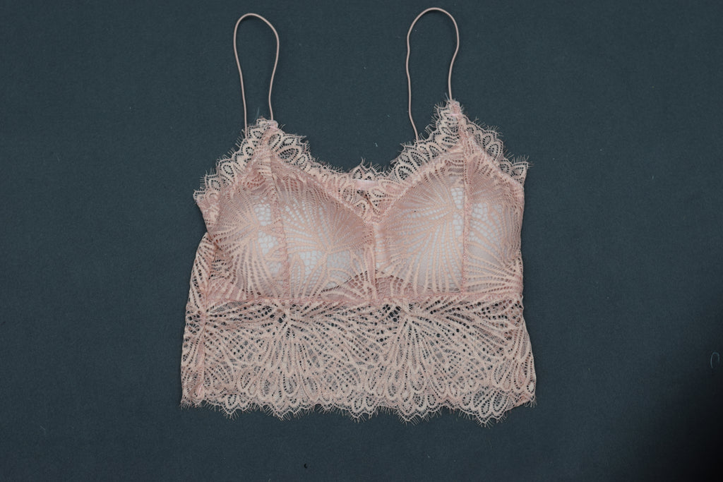 Women’s Floral Lace Padded Crop Top Bra – Soft Stretch Bralette Camisole