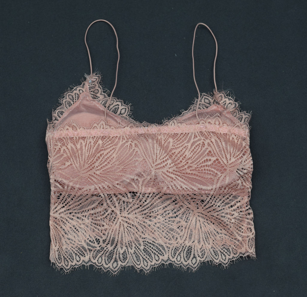 Women’s Floral Lace Padded Crop Top Bra – Soft Stretch Bralette Camisole