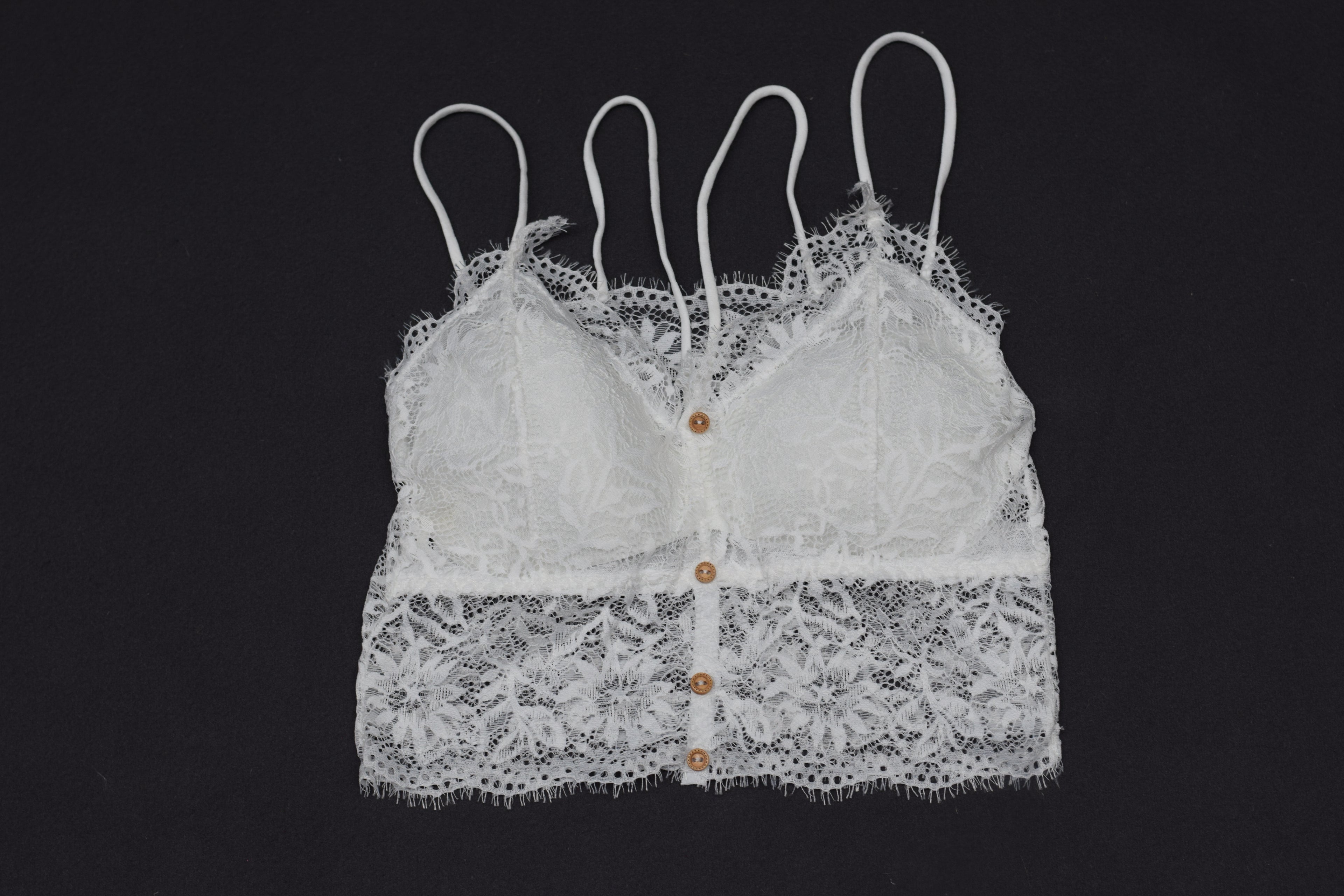 Women's Floral Lace Padded Bralette Crop Top – White Elegant Lace Bra