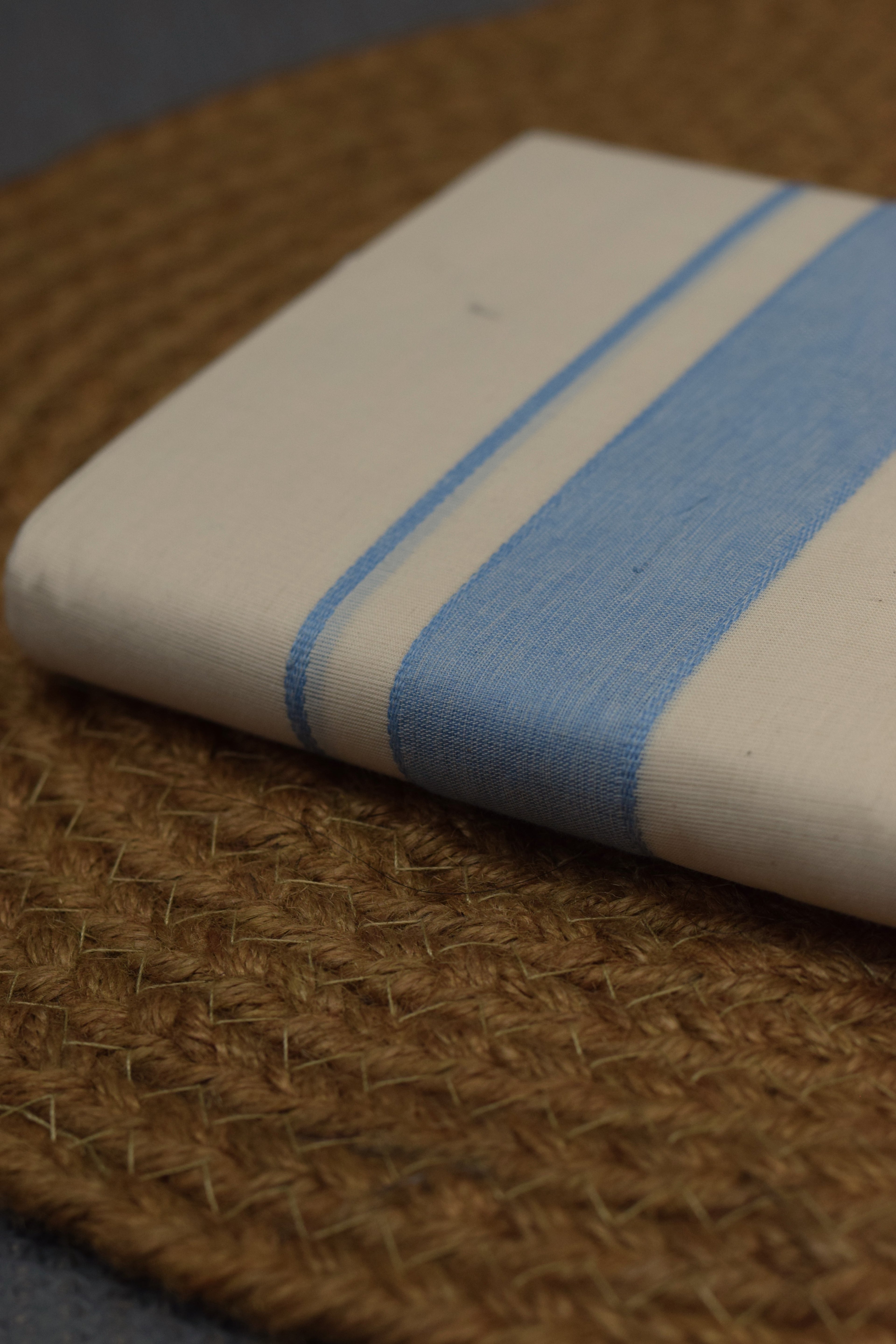 Premium Off-White Kodi Mundu – Cotton Double Mundu with Blue Kara Border