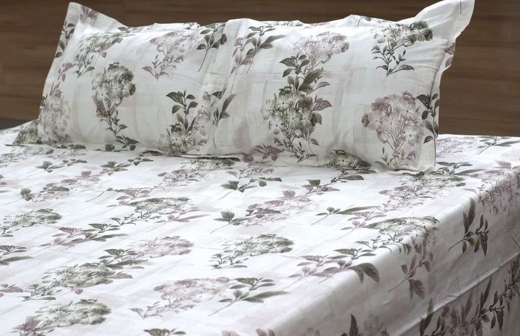 King Size  Cotton Bedsheet – 110 x 110 Inch Floral Printed Double Bedsheet
