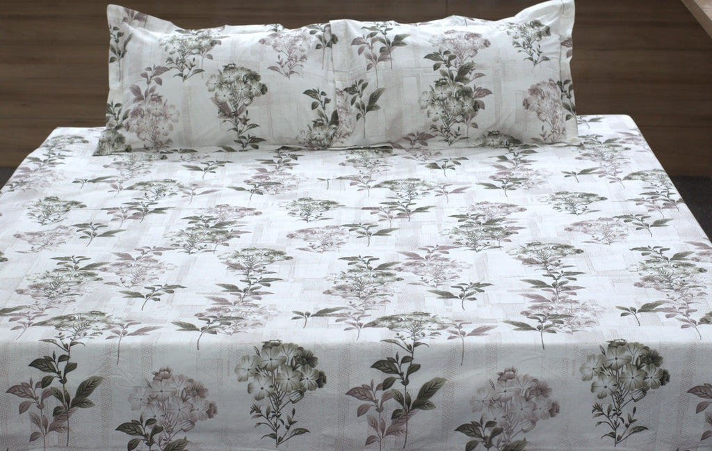 King Size  Cotton Bedsheet – 110 x 110 Inch Floral Printed Double Bedsheet