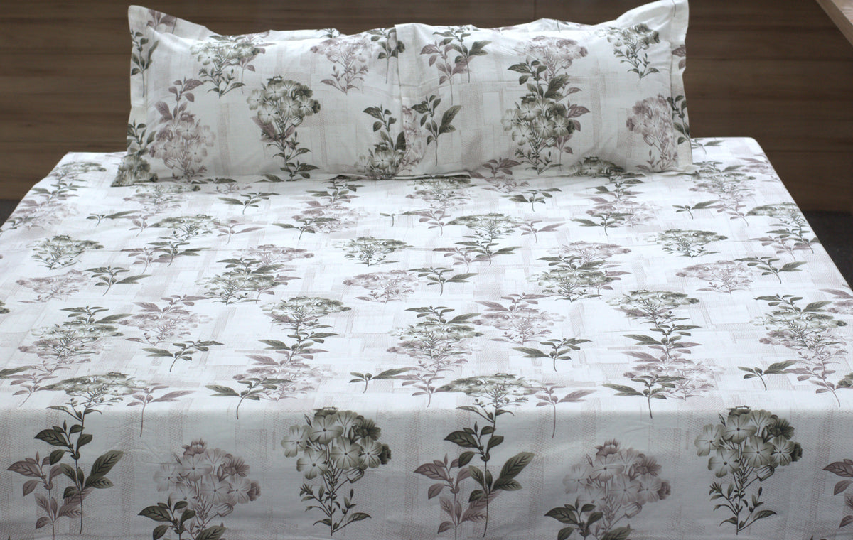 King Size  Cotton Bedsheet – 110 x 110 Inch Floral Printed Double Bedsheet