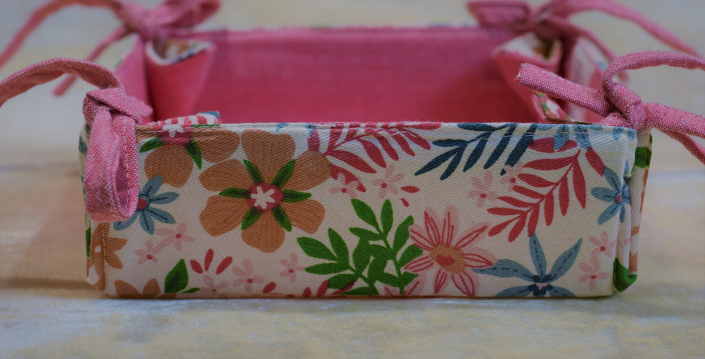 Floral Fabric Bread Basket – 30x30 cm Collapsible Table Caddy