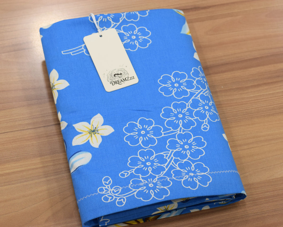 Queen Size Floral Bed Spread – 90 x 100 Inch  Blue Printed Bedspread