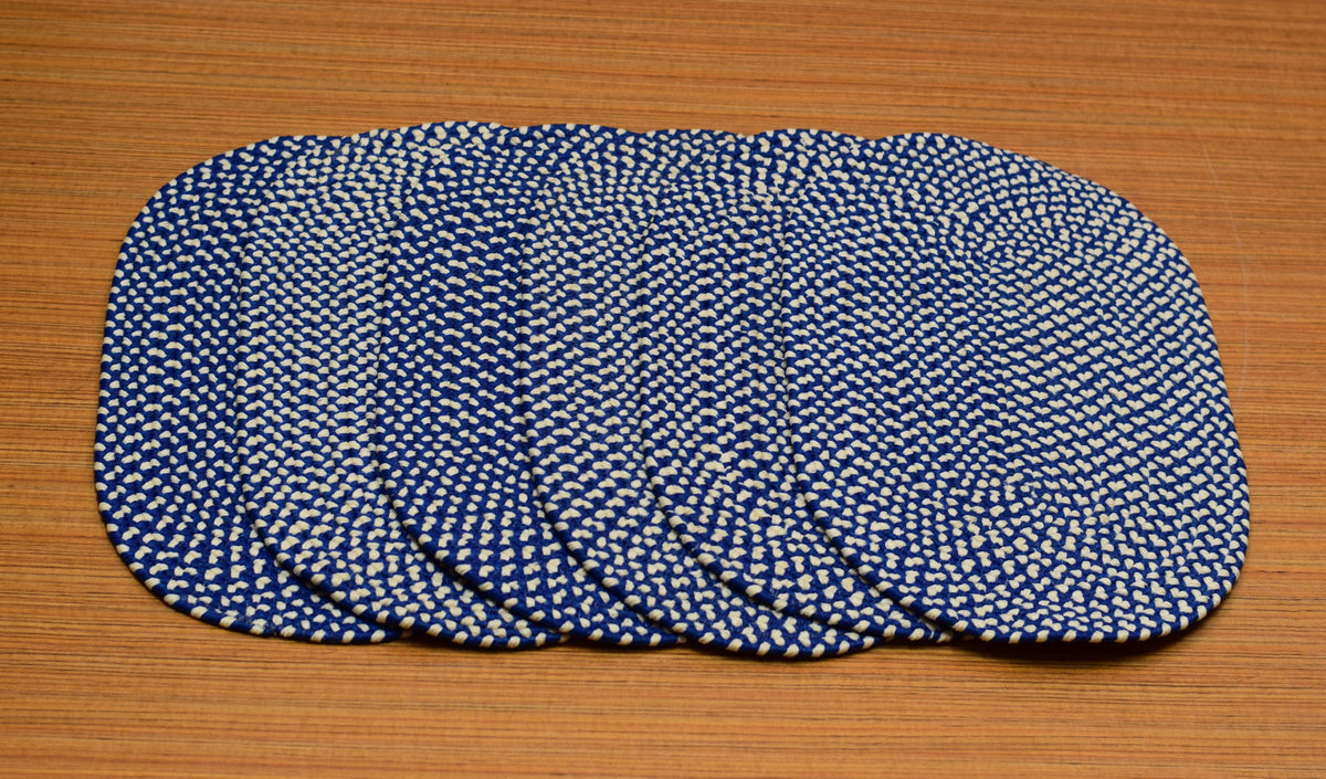 Blue & Ivory Braided Oval Table Mat | Textured Decorative  (6 – Nushio by Pulpel
