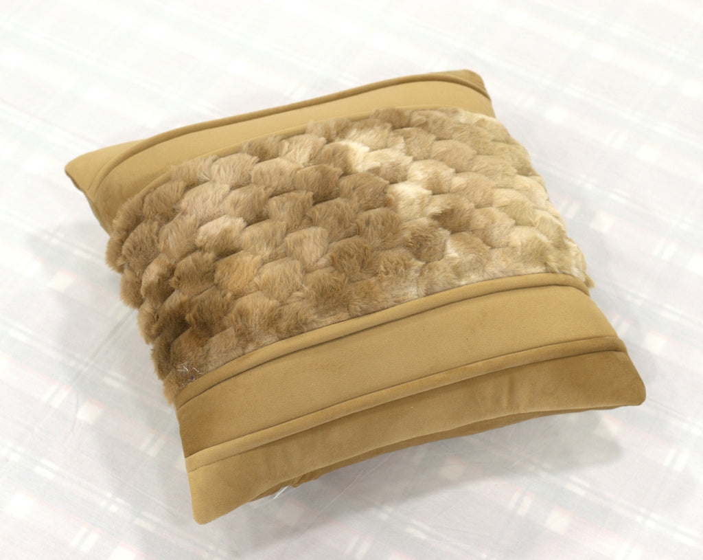 Set of 5 Plush Textured Cushion Covers – 16x16 Inches | Soft Faux Fur Decorative Pillow Covers