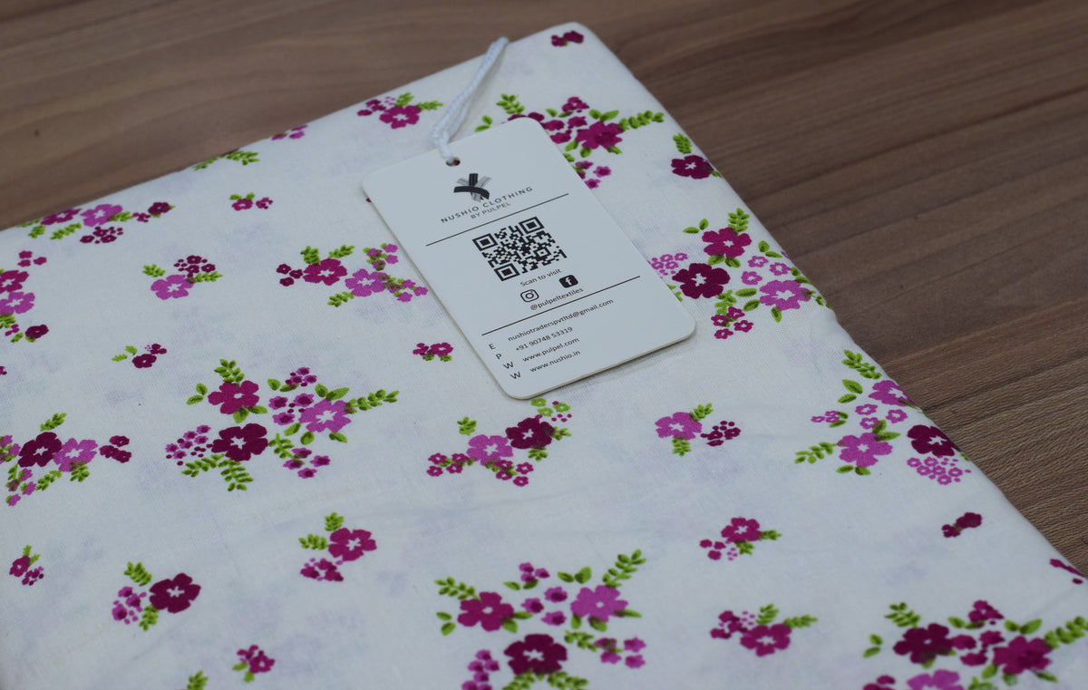 Magenta Floral Print Queen Size Cotton Blend Bedsheet with 2 Pillow Covers (90x100 inches)