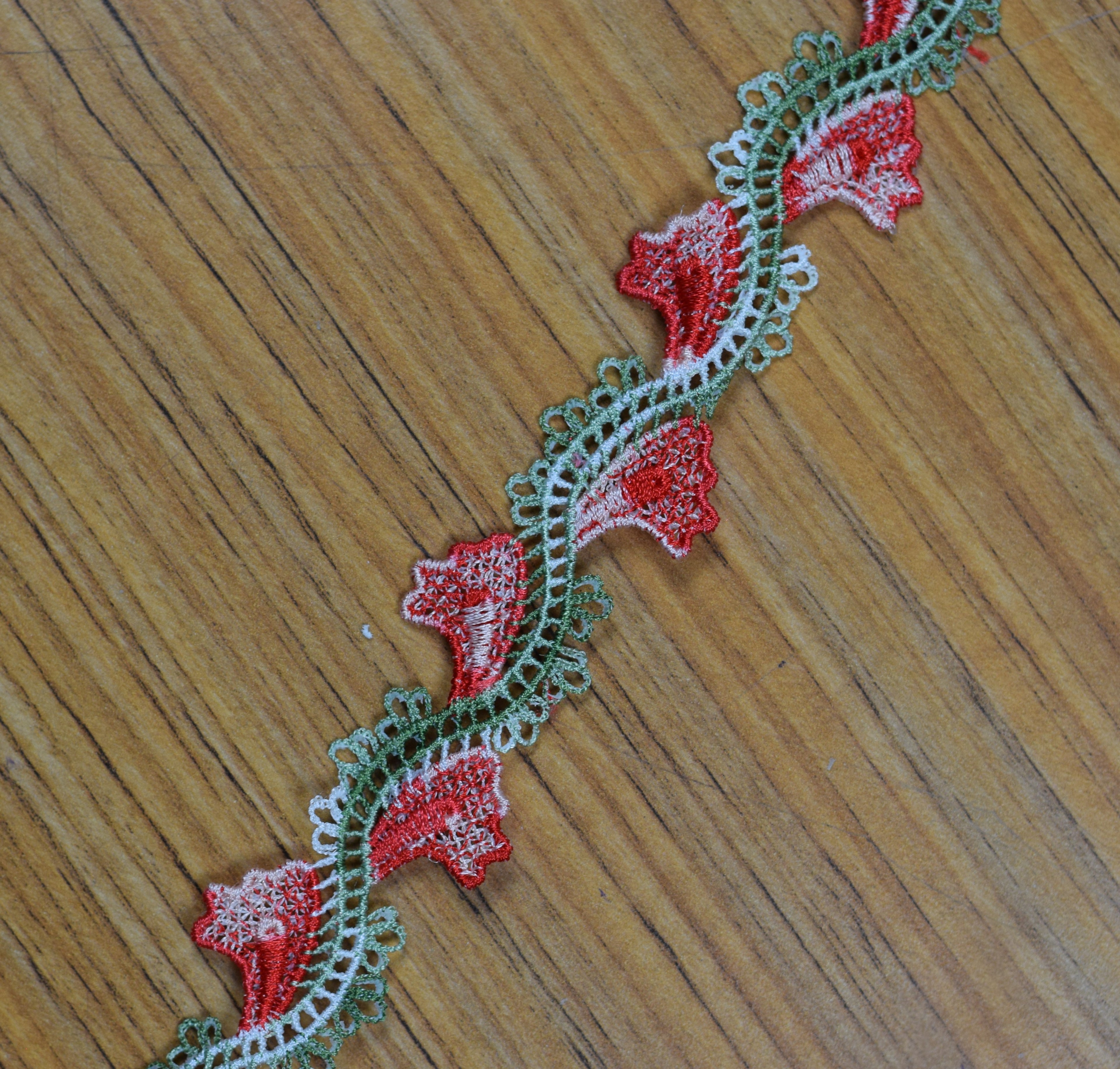 Multicolor Floral Embroidered Lace Trim Border – Decorative Sewing Lace (15 Yards / 13.7 Meters)