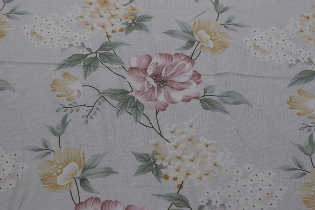 Sage Green Floral King Size Bedspread with Pillow Covers | Elegant Botanical Bed Cover