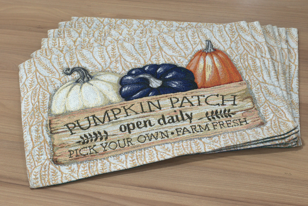 Autumn Harvest Pumpkin Patch Printed Table Mat | Farmhouse Kitchen & Dining Decor- set of 6