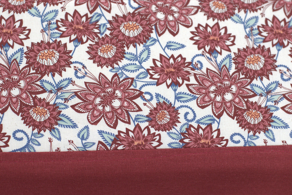 Premium Floral King Size Cotton Bedspread (100"x110") with Matching Pillow Covers - Maroon & Cream