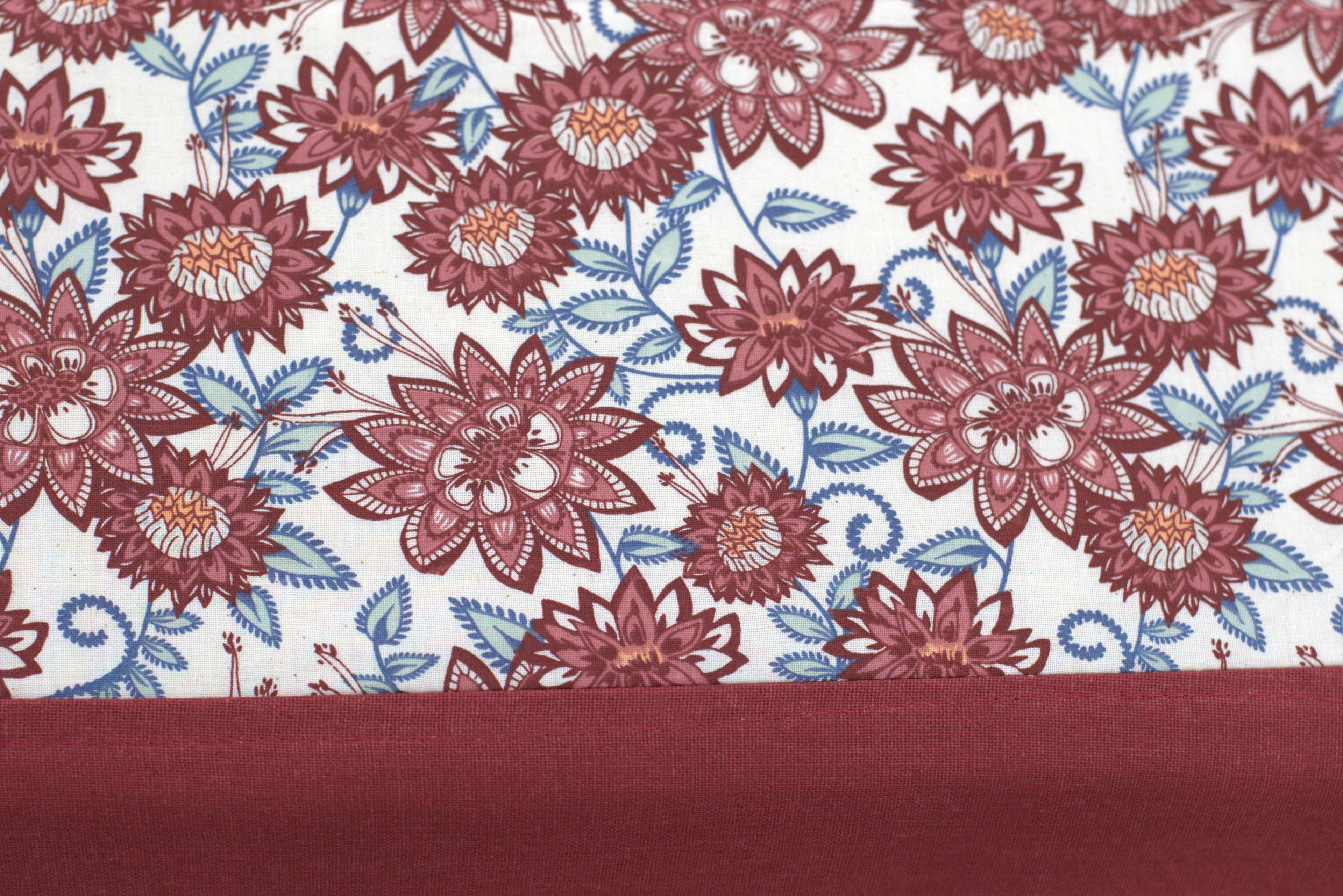 Premium Floral King Size Cotton Bedspread (100"x110") with Matching Pillow Covers - Maroon & Cream
