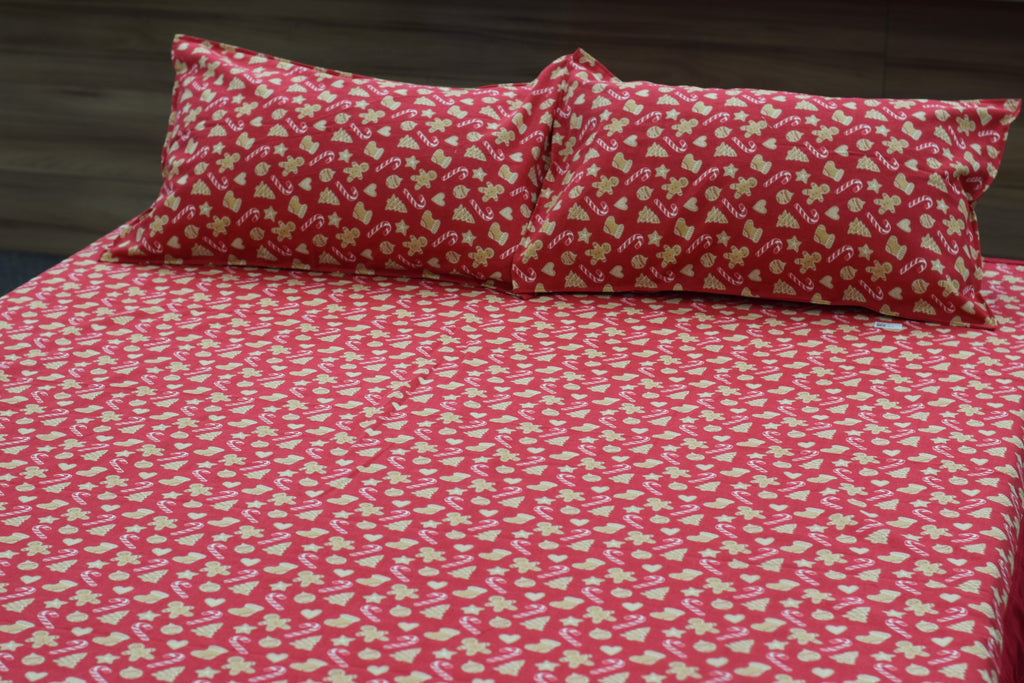King Size Red Printed Bedspread | 100 × 110 Inches