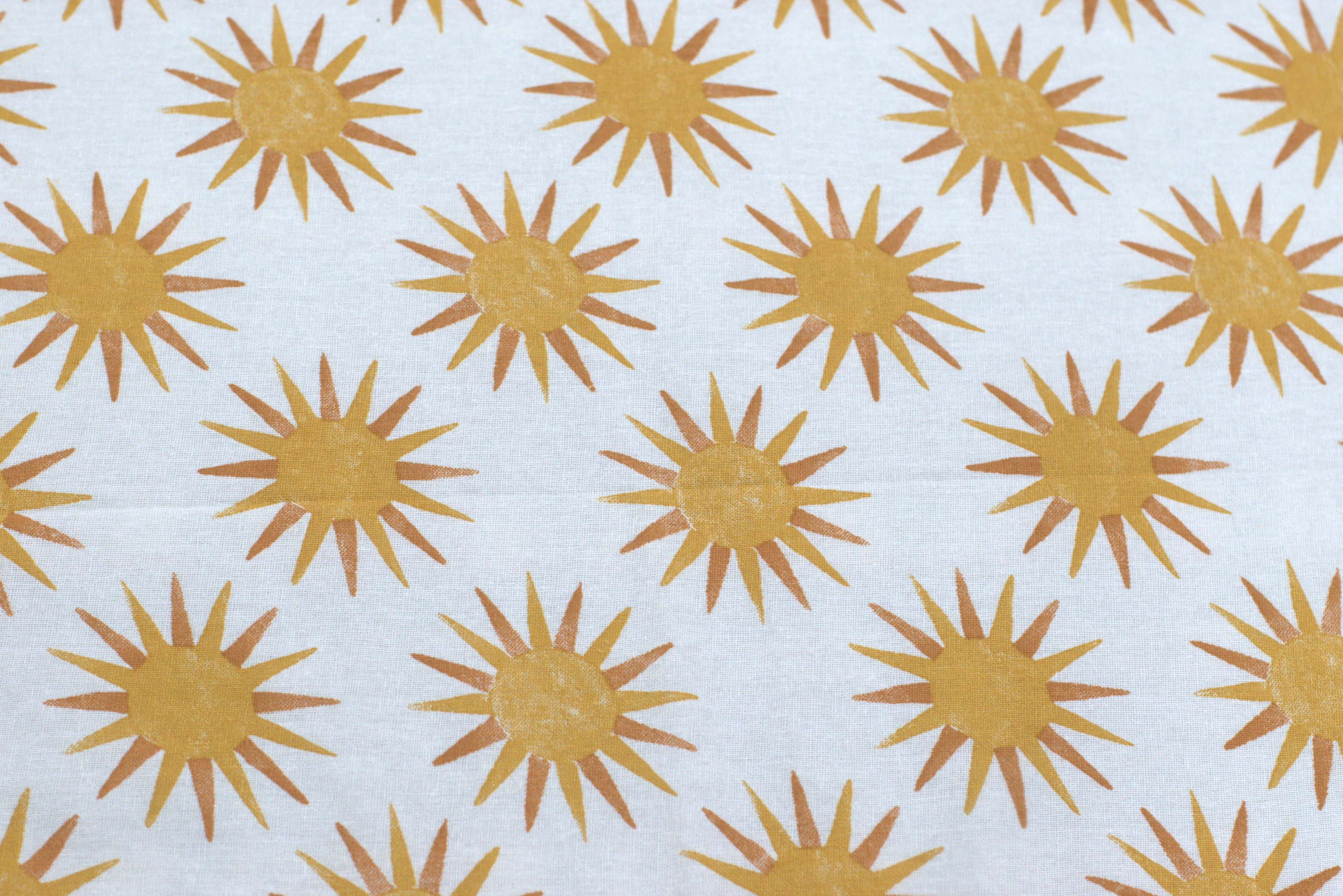 Radiant Mustard Sunburst Cotton King Size Bedspread Set
