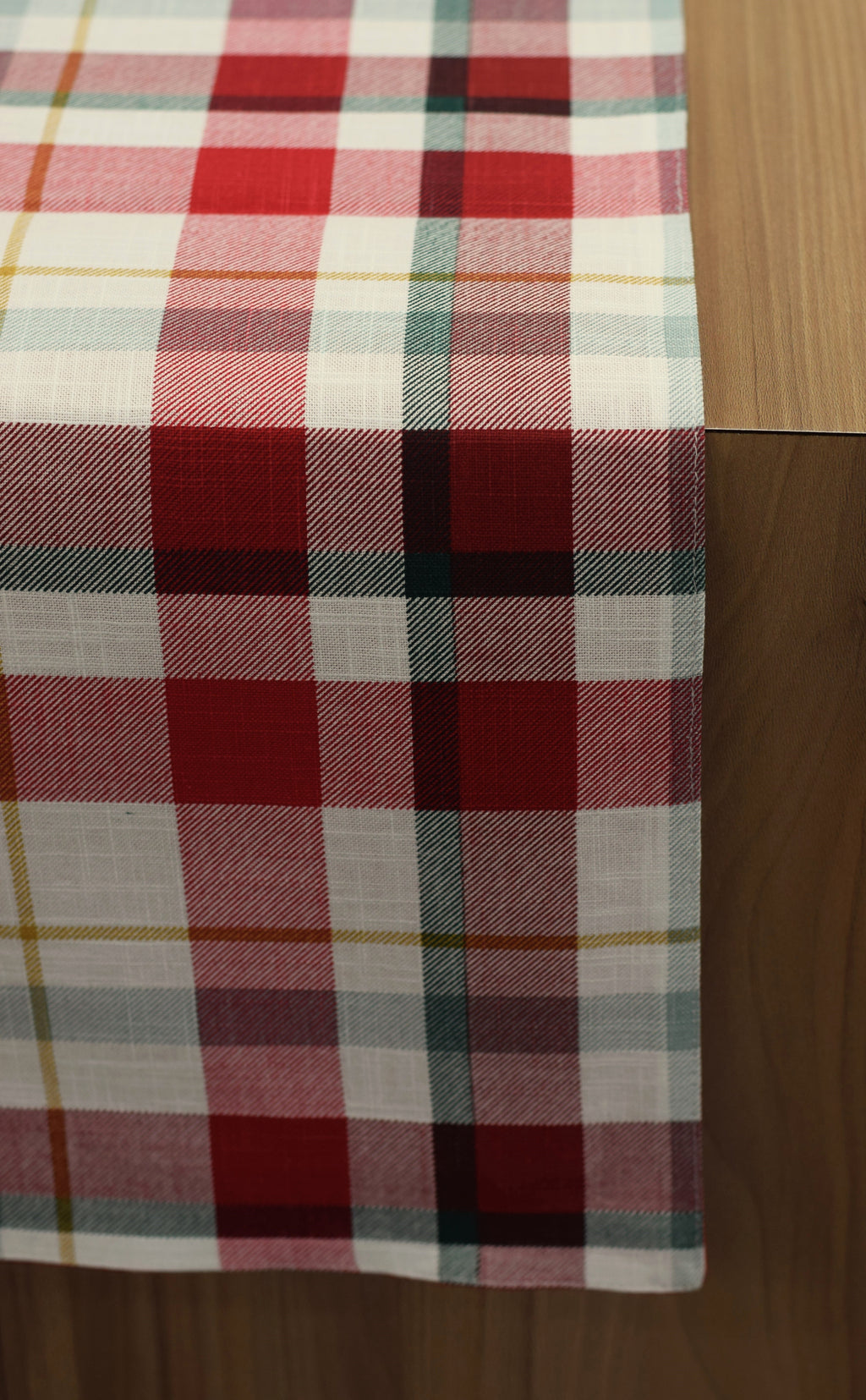 Red & Multicolor Plaid Table Runner | 1.50 M x 35 CM