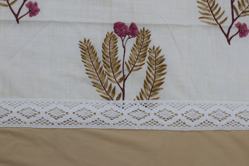 Elegant Beige Floral King Size Bedspread Set with Pillow Covers | Premium Cotton Blend Bedding