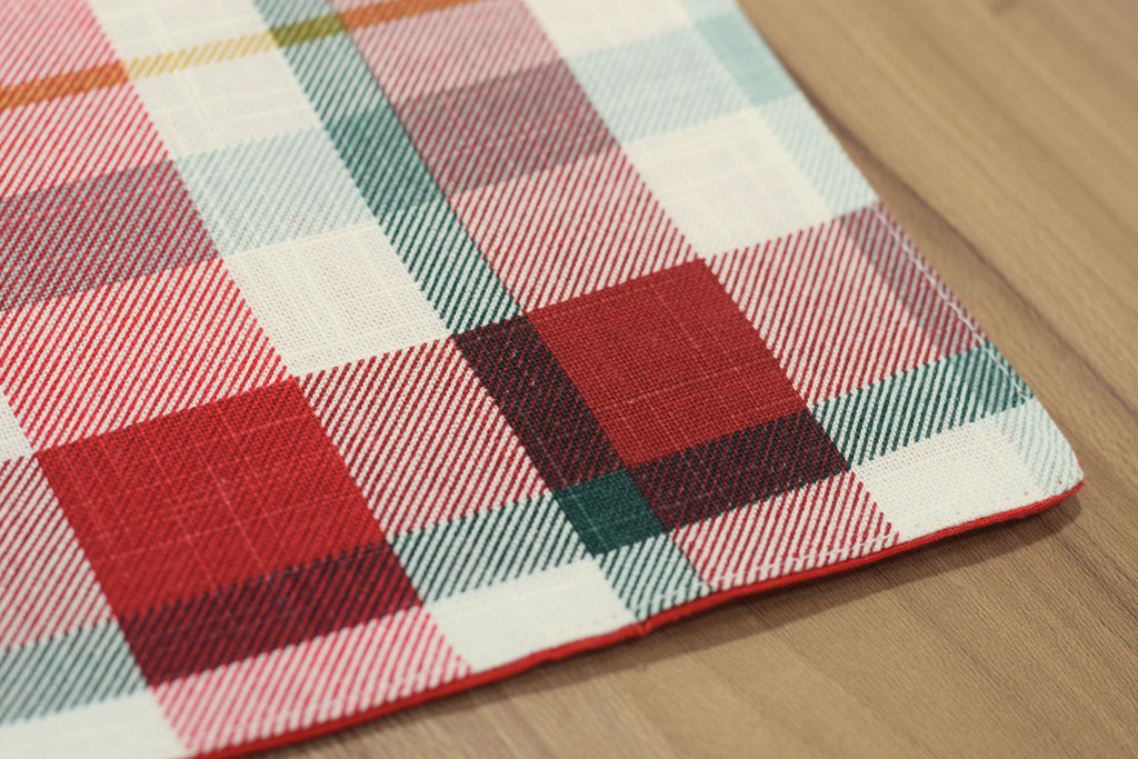 Red & Multicolor Plaid Table Runner | 1.50 M x 35 CM