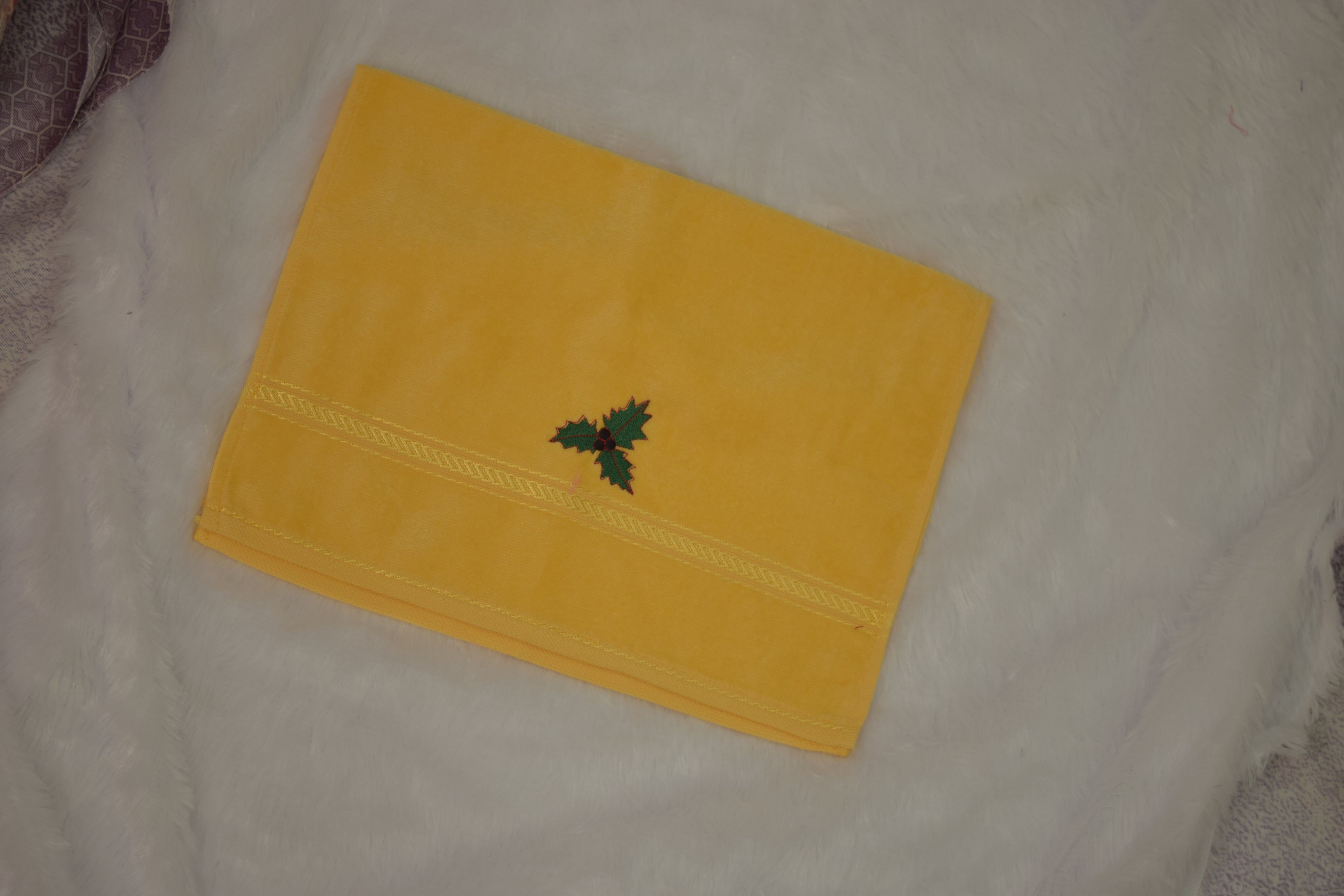 Golden Yellow Turkish Embroidered Hand Towel