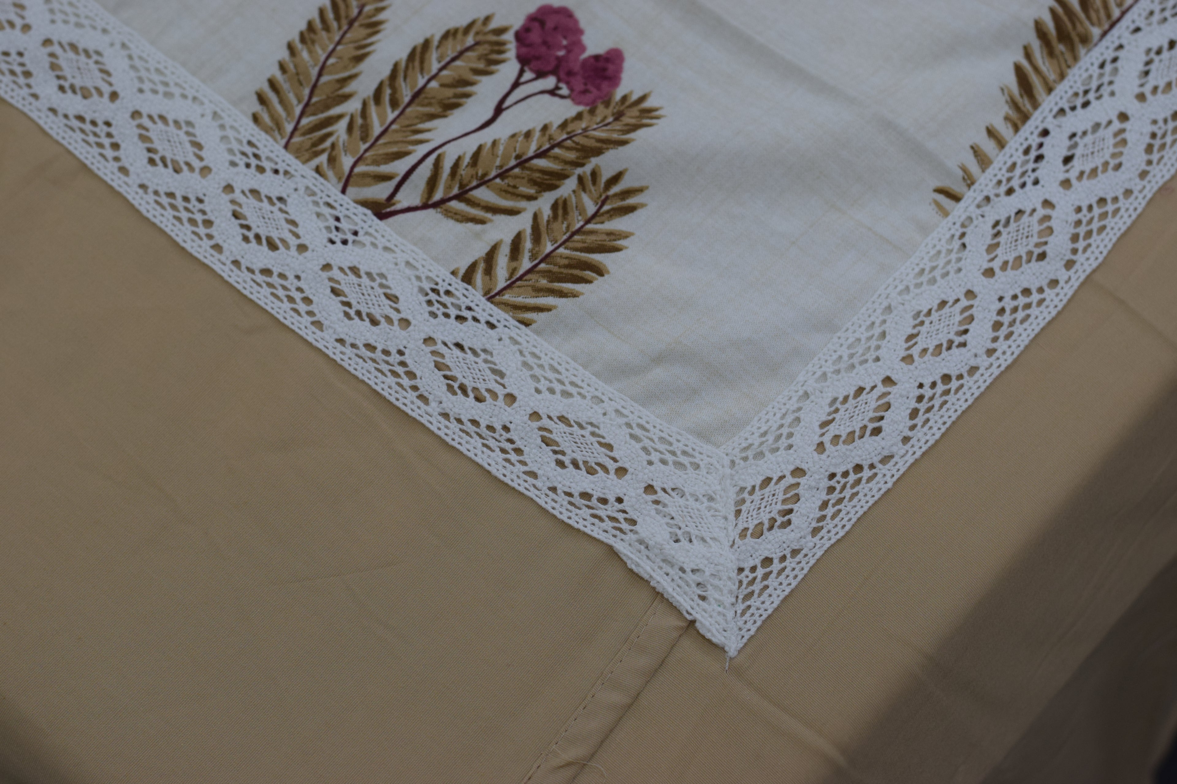 Elegant Beige Floral King Size Bedspread Set with Pillow Covers | Premium Cotton Blend Bedding
