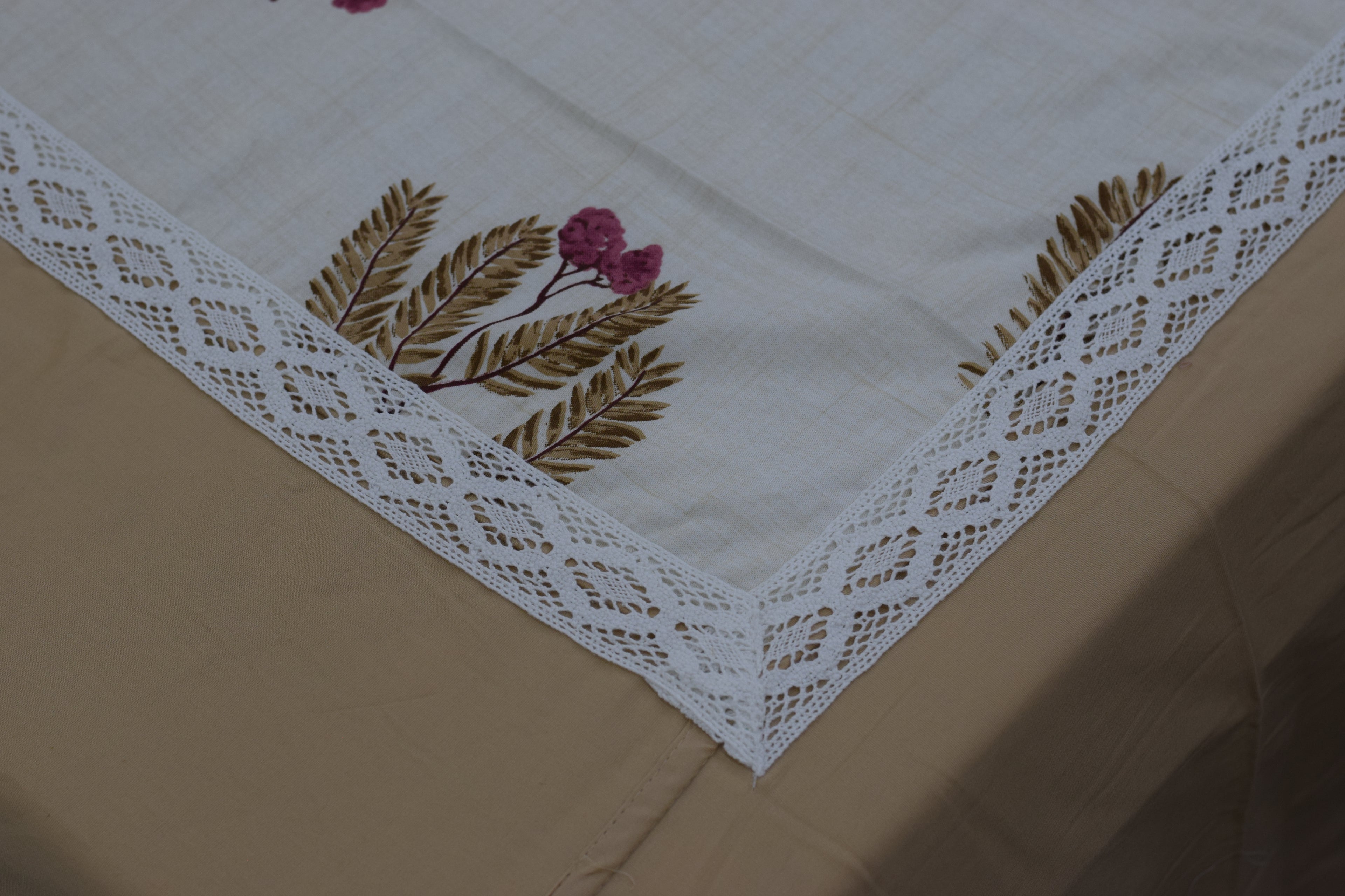 Elegant Beige Floral King Size Bedspread Set with Pillow Covers | Premium Cotton Blend Bedding