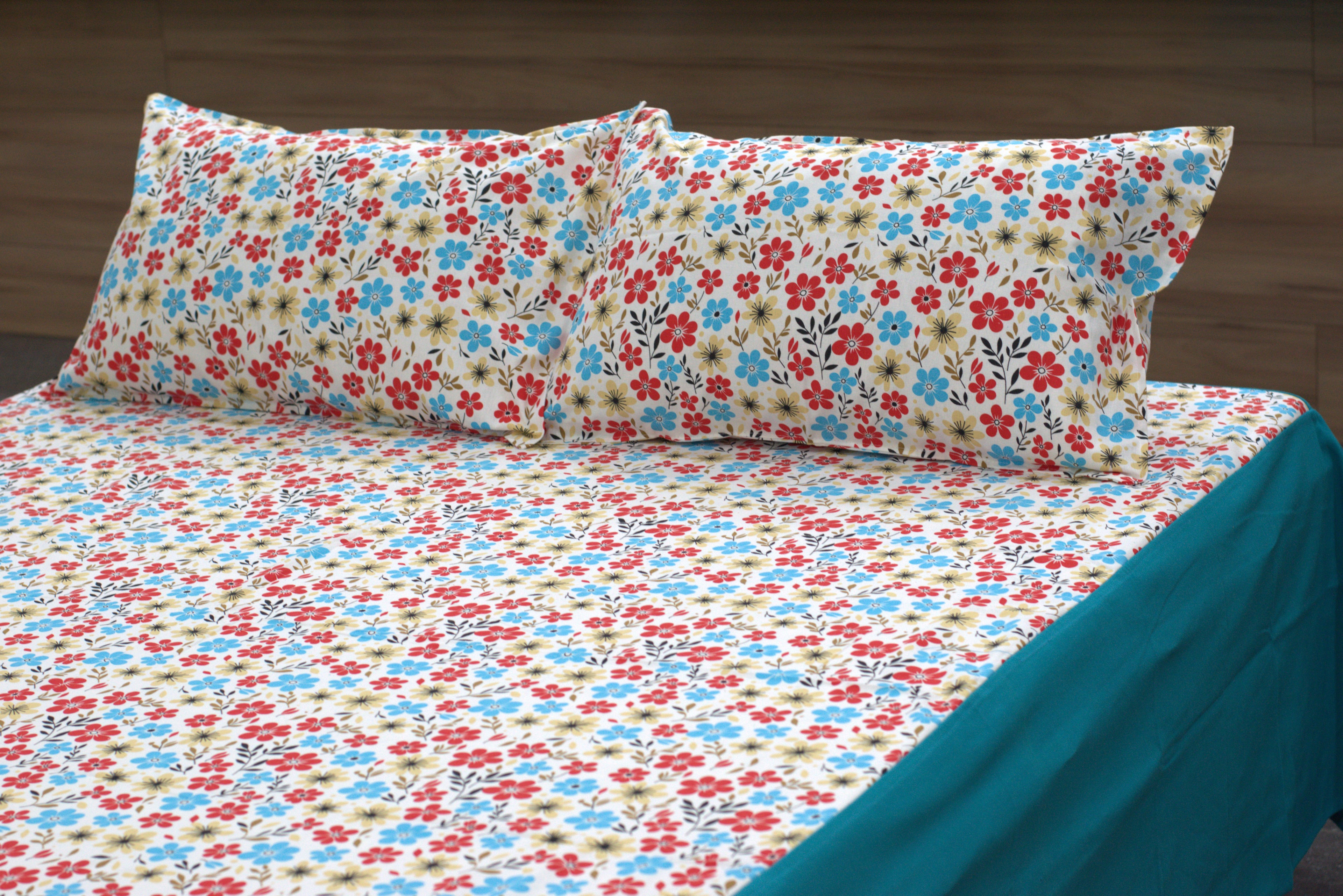Vibrant Floral Multi-Color Cotton King Size Bedspread