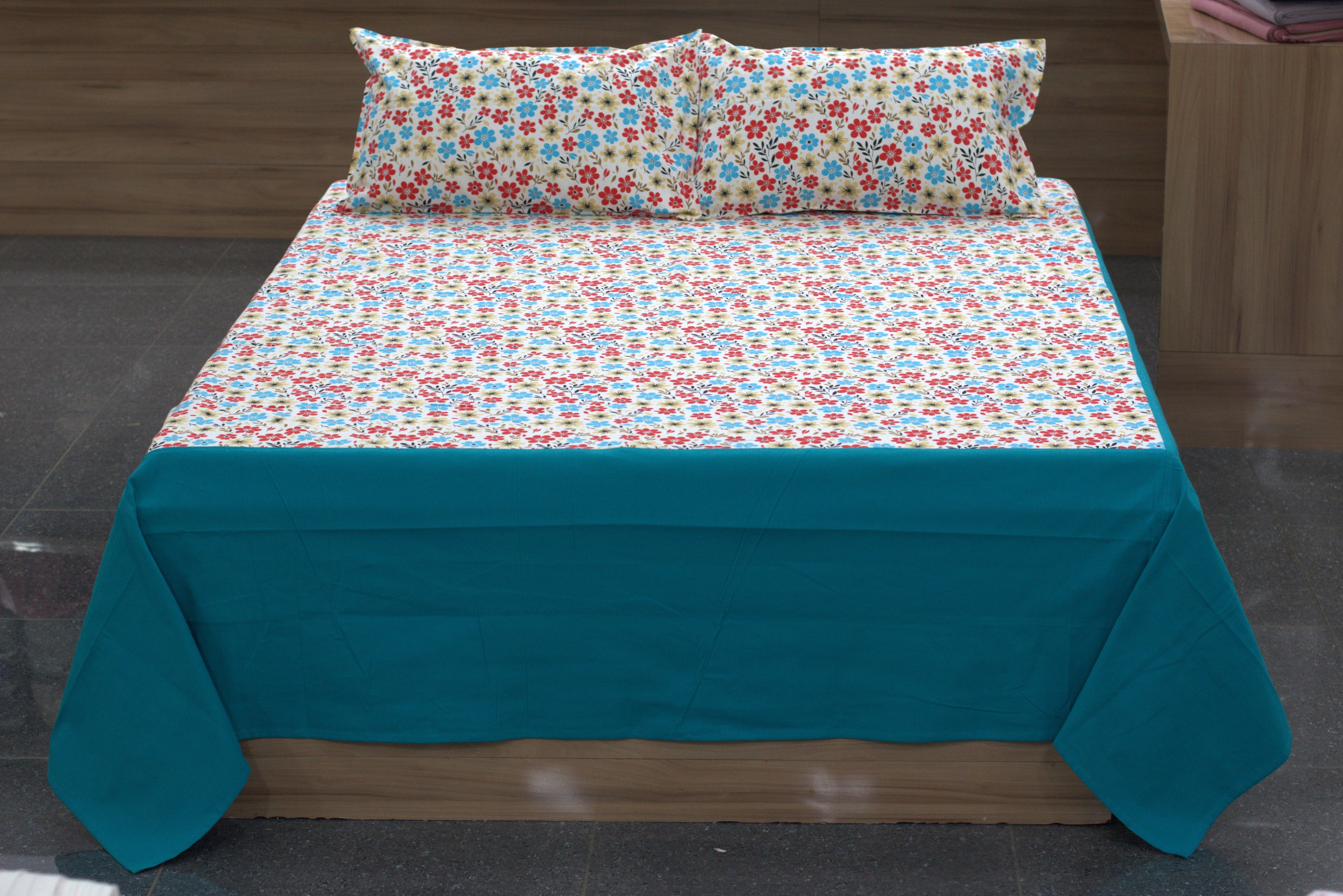 Vibrant Floral Multi-Color Cotton King Size Bedspread