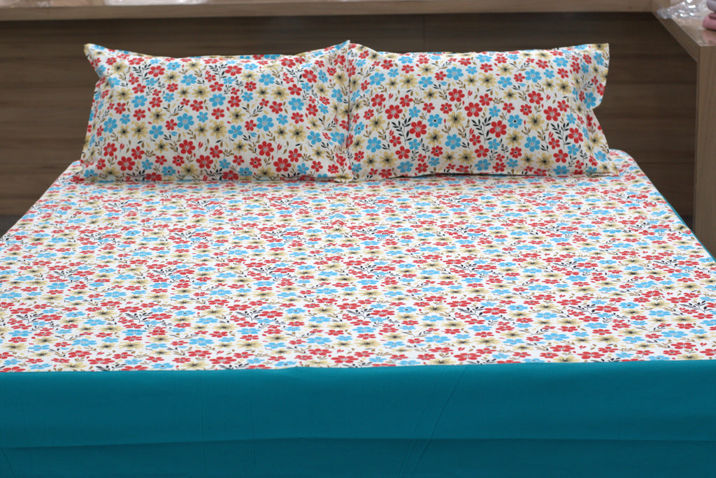 Vibrant Floral Multi-Color Cotton King Size Bedspread