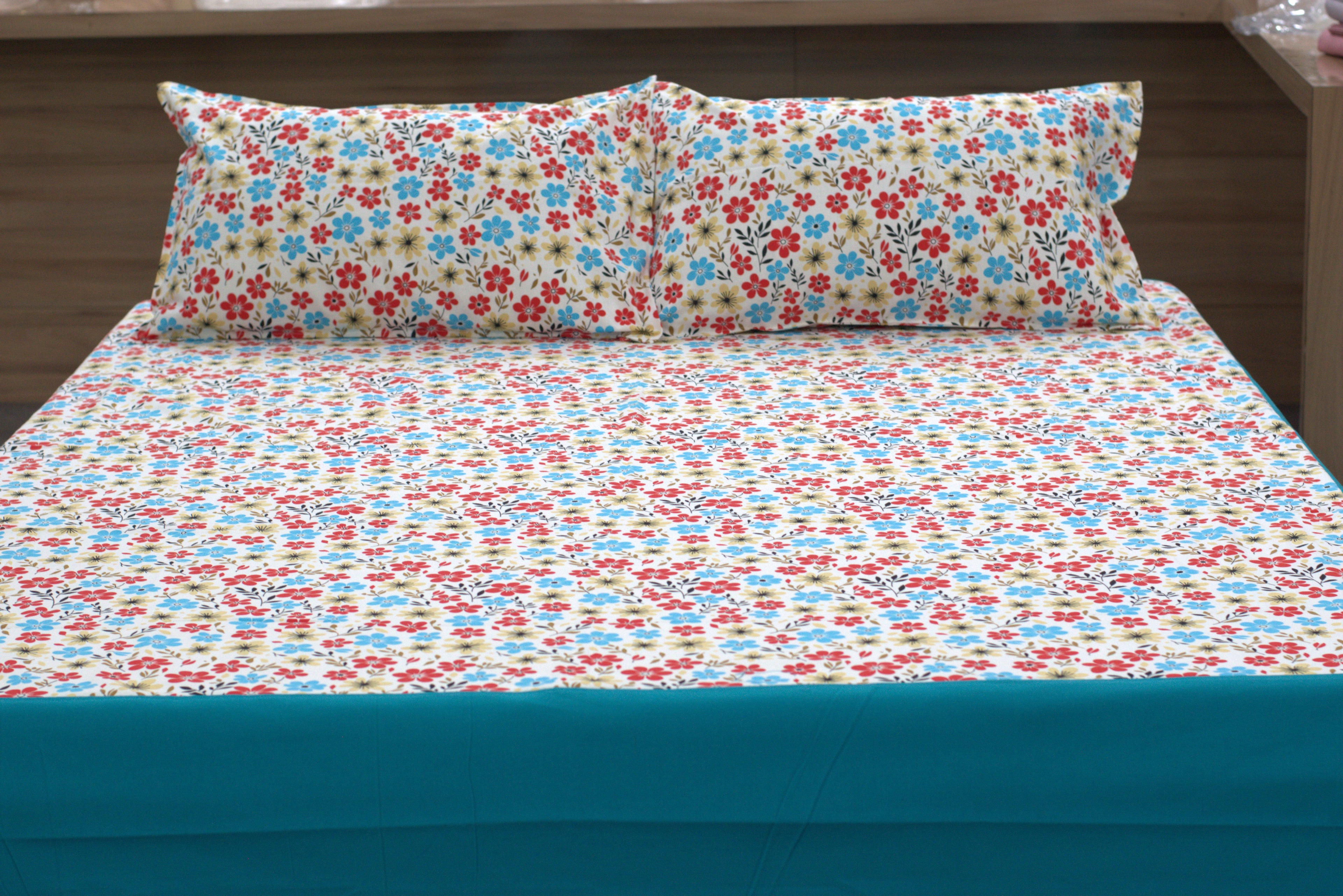 Vibrant Floral Multi-Color Cotton King Size Bedspread
