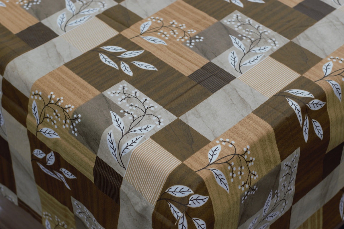 Geometric & Leaf Print Queen Size Cotton Blend Bedsheet with 2 Pillow Covers (90x100 inches)