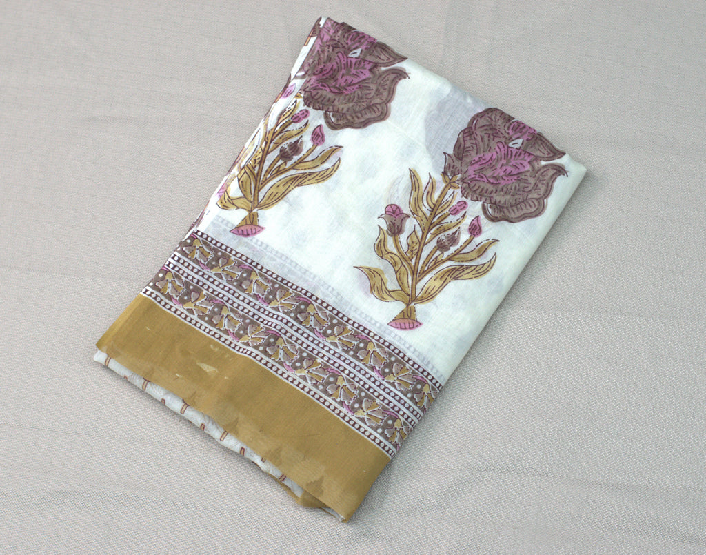 Elegant Floral Soft Cotton Dress Material Set with Dupatta – 44" Width | Top 2.5 Mtr & Bottom 2 Mtr