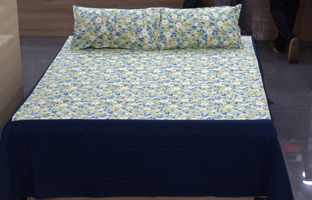 Floral Meadow Cotton King Size Bedspread with Pillow Covers