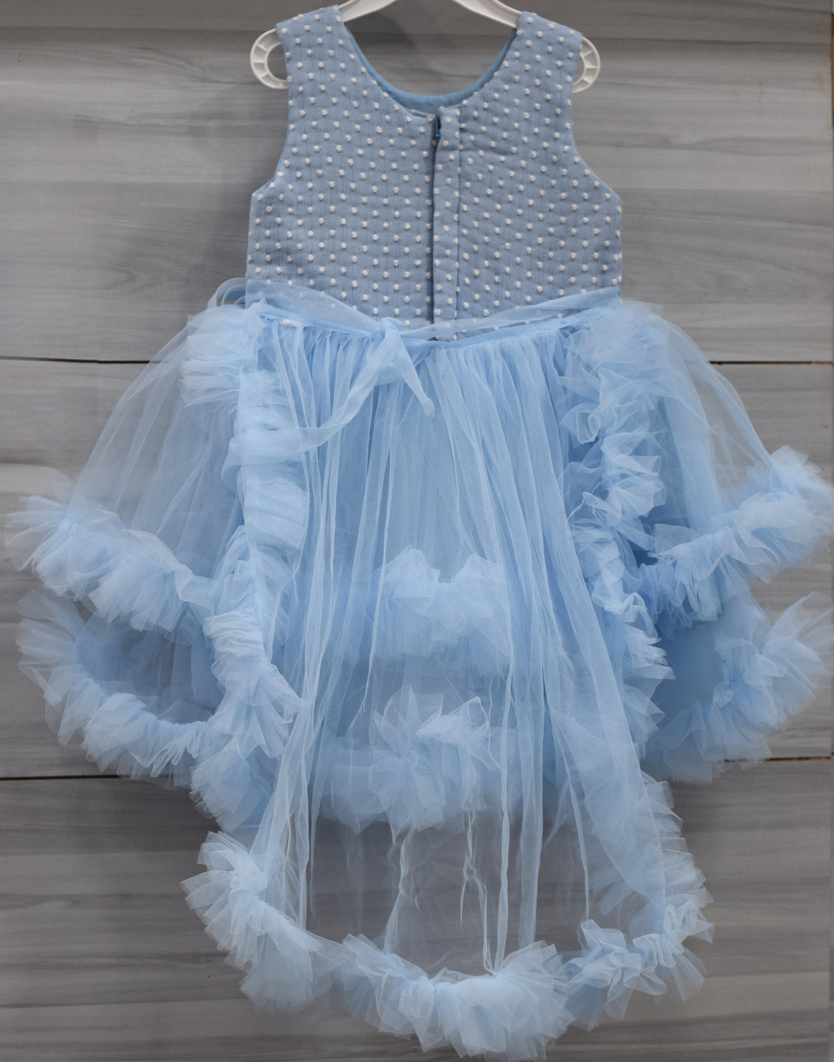 Baby Girls Light Blue Fancy Frock – Elegant Party Wear Dress