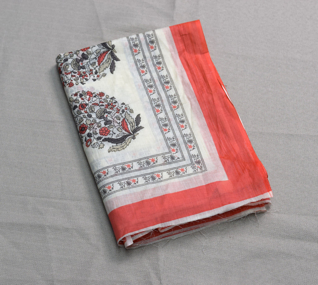 Ivory Bloom Soft Cotton Dress Material Set with Floral Print & Dupatta
